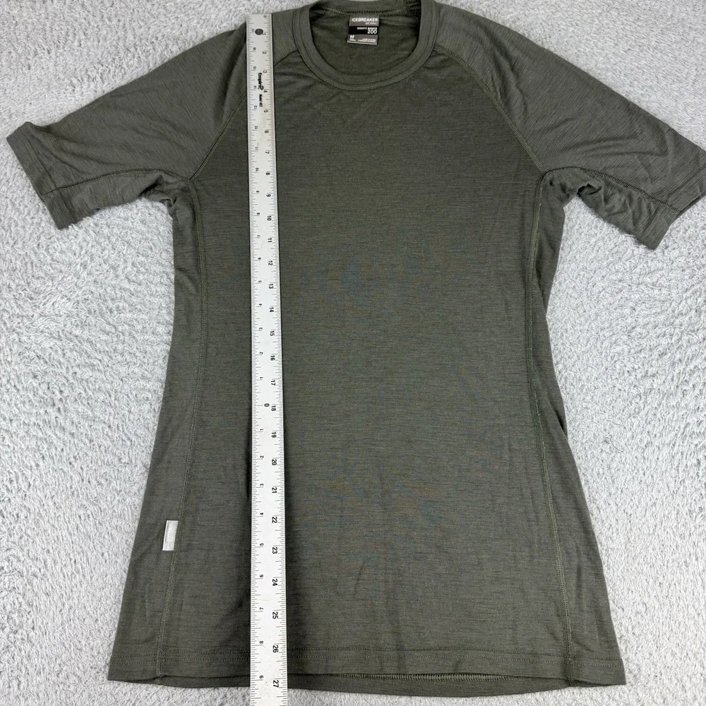 Icebreaker Shirt Mens M Green Bodyfit 200 Merino Wool Fitted Base Layer READ